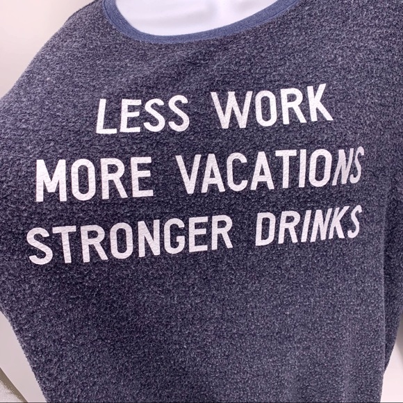 Dream Scene Less Work Graphic Raglan Sweatshirt Size Large - Picture 3 of 7